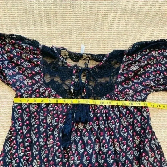 Free People Nomad Child Floral Dress Print Belle Sleeve Lace - Picture 15 of 16